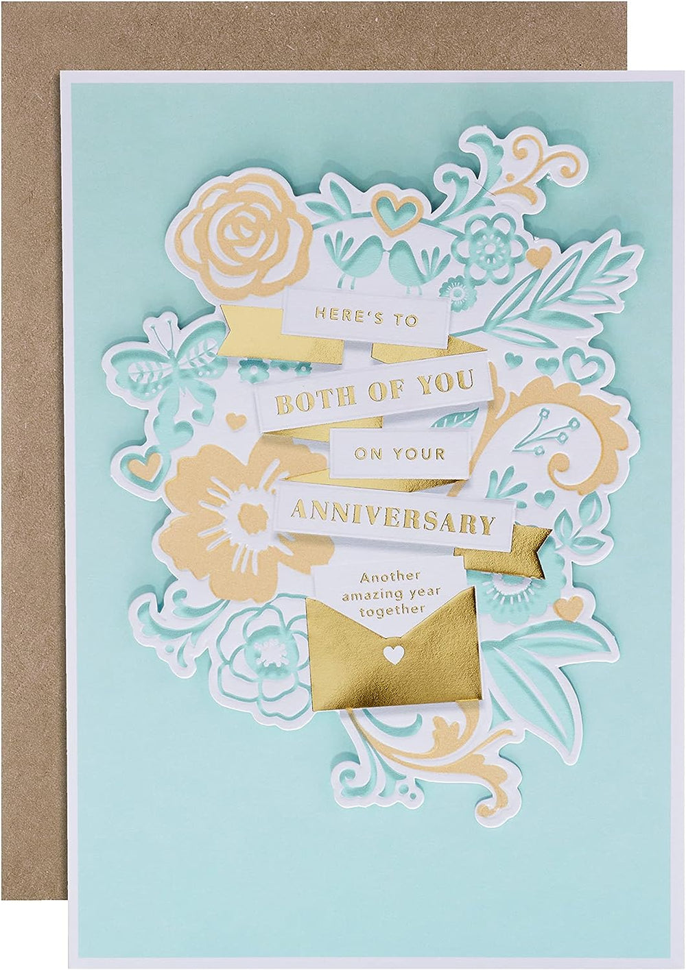 Hallmark anniversary greeting card with traditional floral text design and heartfelt message for celebrating love and commitment.