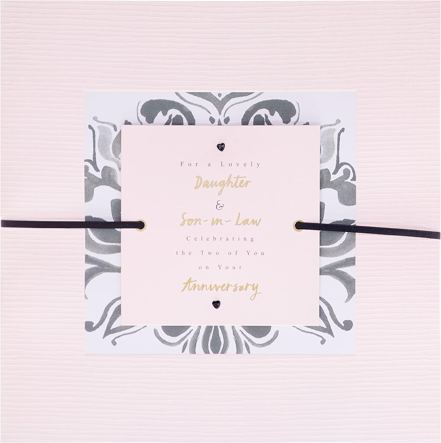 Hallmark anniversary greeting card for daughter and son-in-law featuring contemporary text-based design, suitable for special occasions.
