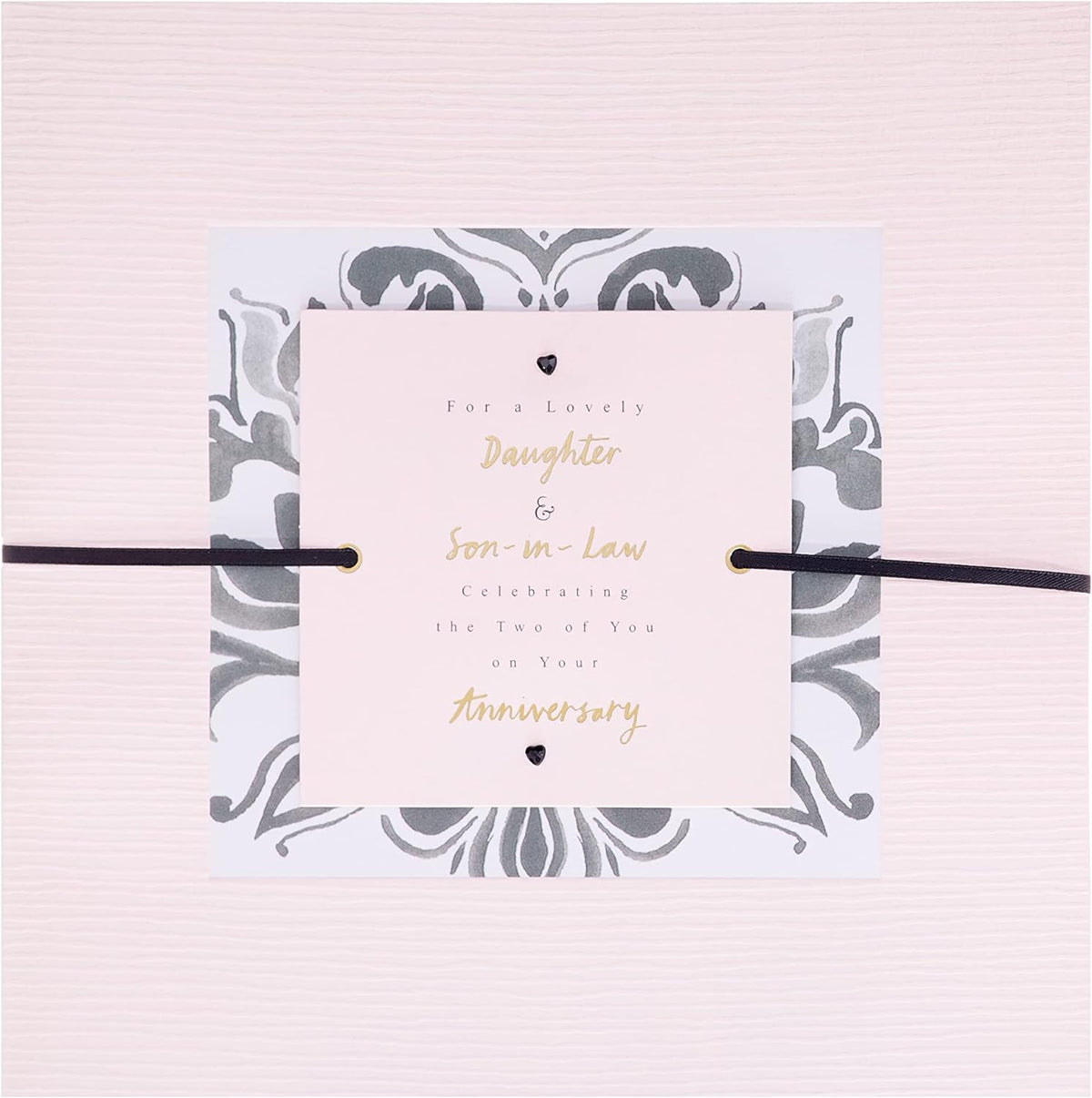 Hallmark anniversary greeting card for daughter and son-in-law featuring contemporary text-based design, suitable for special occasions.