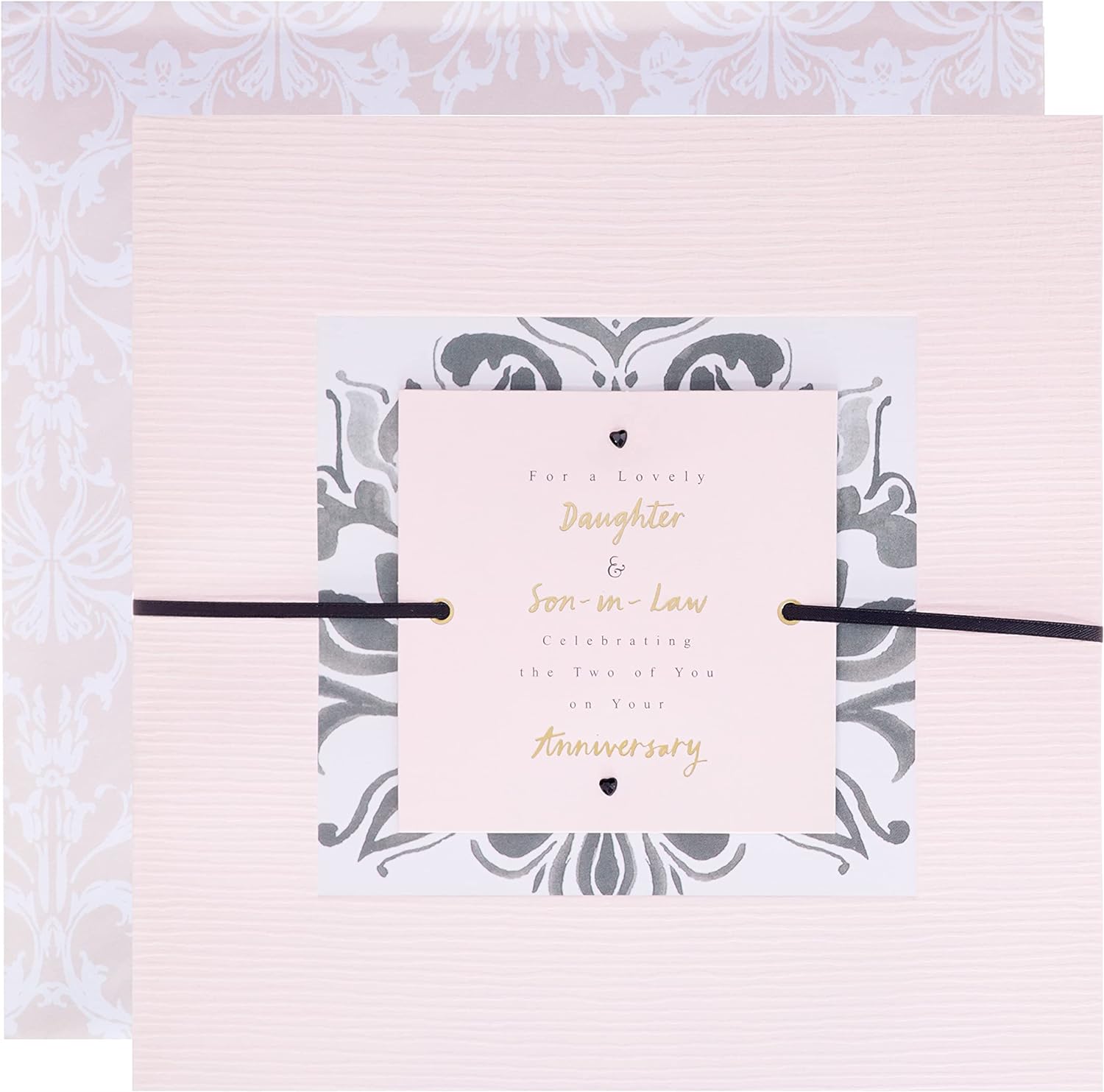 Hallmark anniversary greeting card for daughter and son-in-law with contemporary text-based design, featuring elegant and modern style.