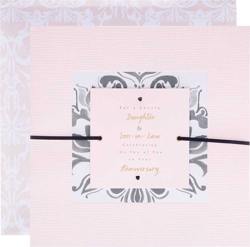 Hallmark anniversary greeting card for daughter and son-in-law with contemporary text-based design, featuring elegant and modern style.