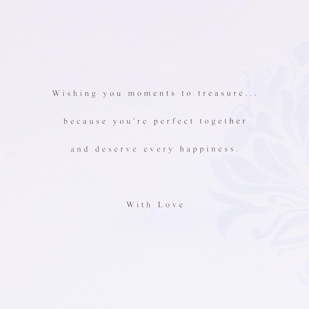 Hallmark anniversary greeting card for daughter and son-in-law featuring contemporary text-based design and heartfelt message.