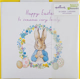 Hallmark Beatrix Potter Peter Rabbit Easter greeting card featuring colorful illustrations of Peter Rabbit in a springtime setting.