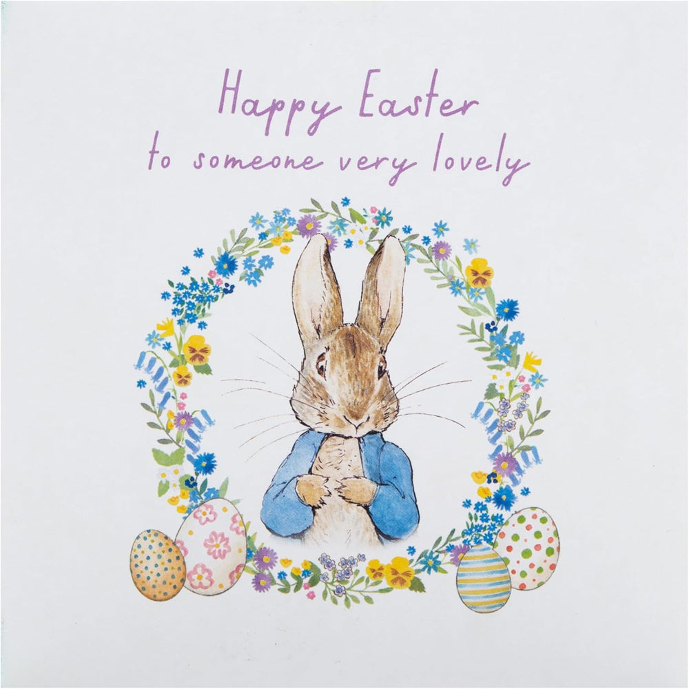 Hallmark Beatrix Potter Peter Rabbit Easter greeting card with colorful illustration of Peter Rabbit in a garden scene.