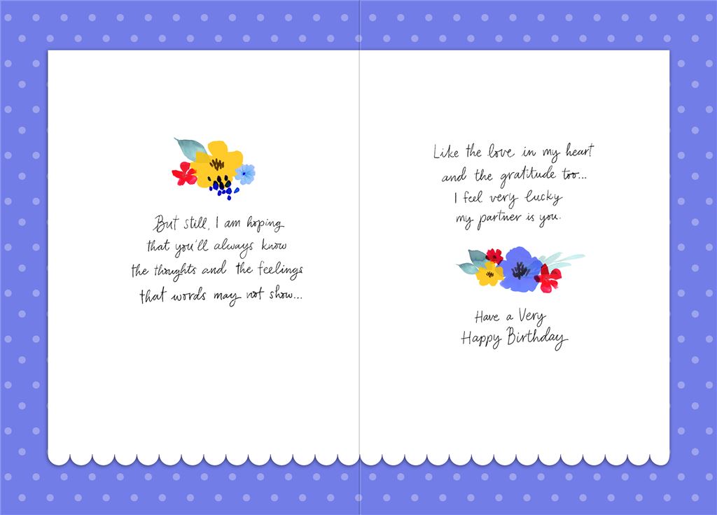 Hallmark floral greeting card with elegant design and heartfelt message saying "You're a Wonderful Partner."