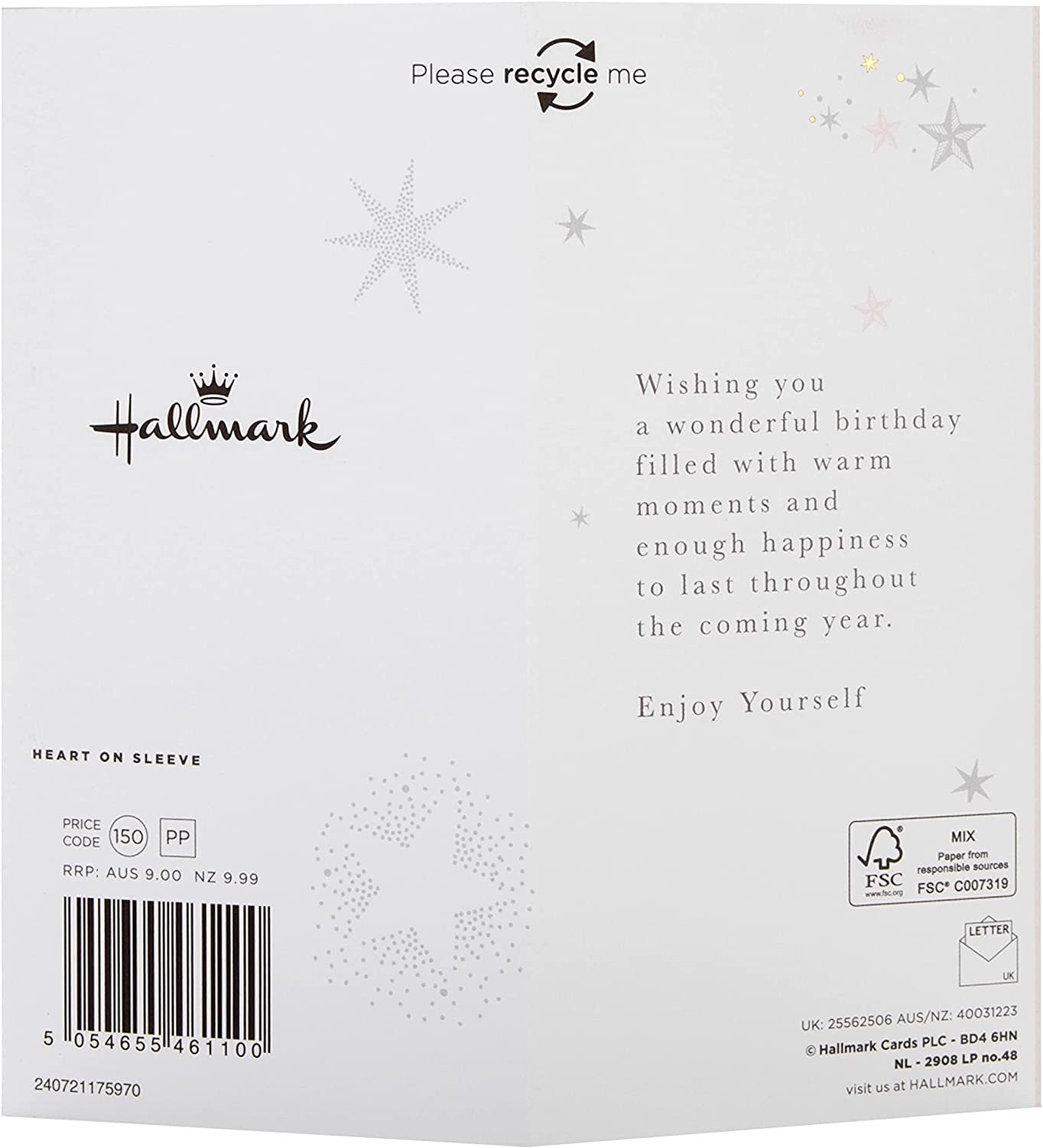 Hallmark birthday greeting card with 3D design and hanging star attachment, featuring colorful celebratory artwork.