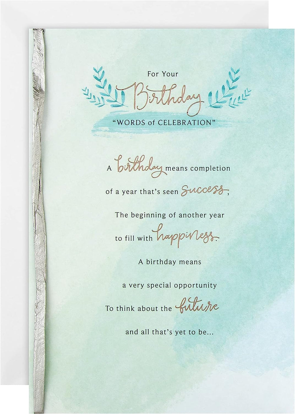Hallmark birthday greeting card with classic text design and heartfelt verse, featuring elegant floral accents.