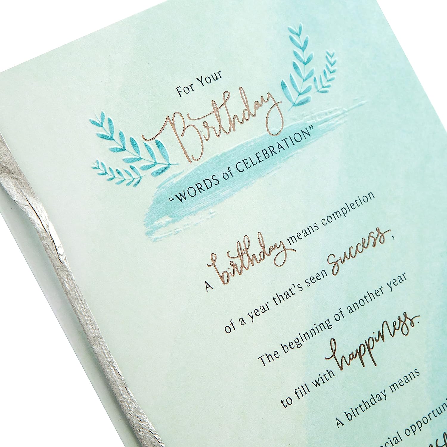 Hallmark birthday greeting card with classic text design and heartfelt verse, featuring elegant lettering and festive imagery.