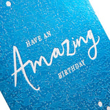 Hallmark birthday greeting card with contemporary textured design and shiny foil accents, featuring modern style and vibrant colors.