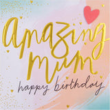 Hallmark birthday greeting card for mum featuring a contemporary heart design with colorful floral accents.
