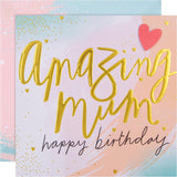 Hallmark birthday card for mum featuring a contemporary heart design and colorful floral accents, perfect for celebrating her special day.
