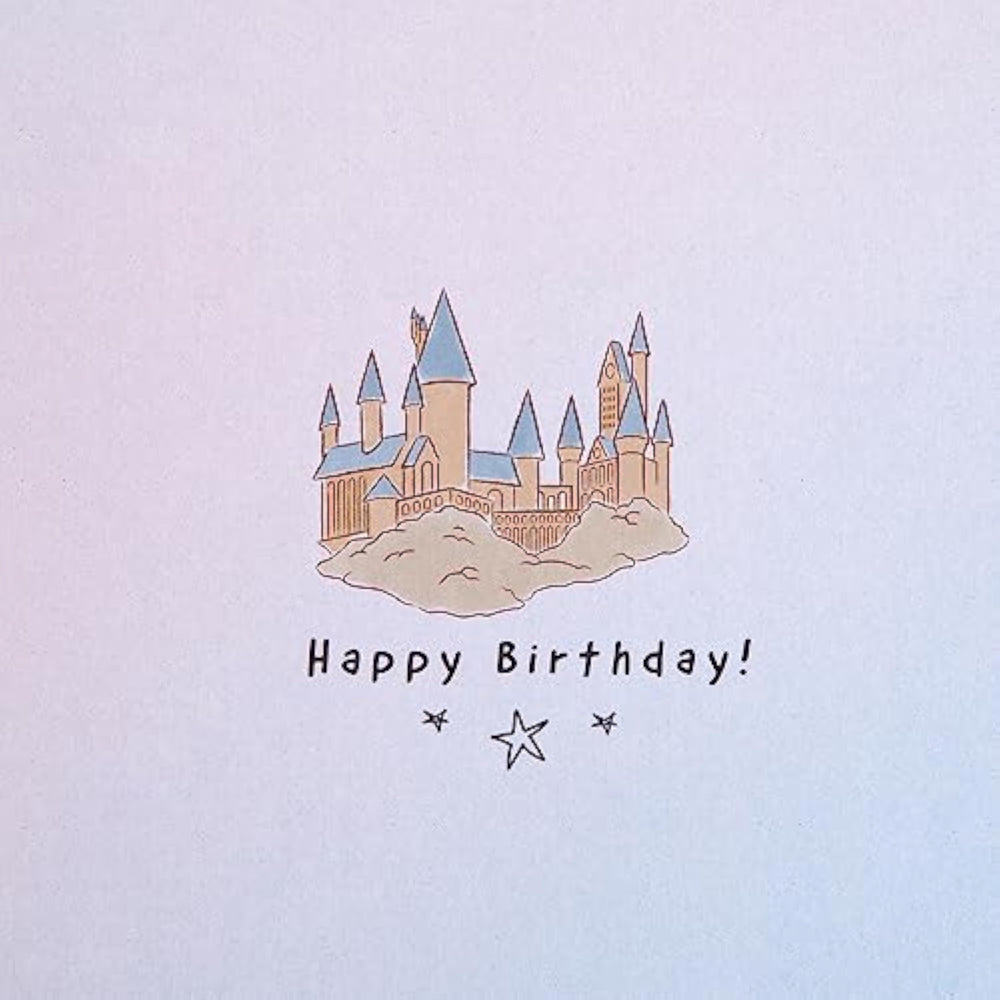 Hallmark birthday greeting card with open design and "75" message, featuring colorful birthday-themed illustrations.