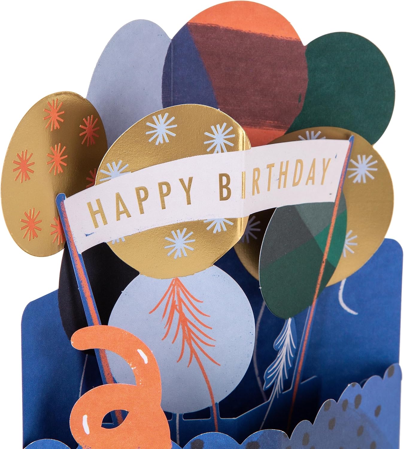 Hallmark Classic 3D Pop-Up Balloons birthday greeting card with colorful balloon design and festive details.