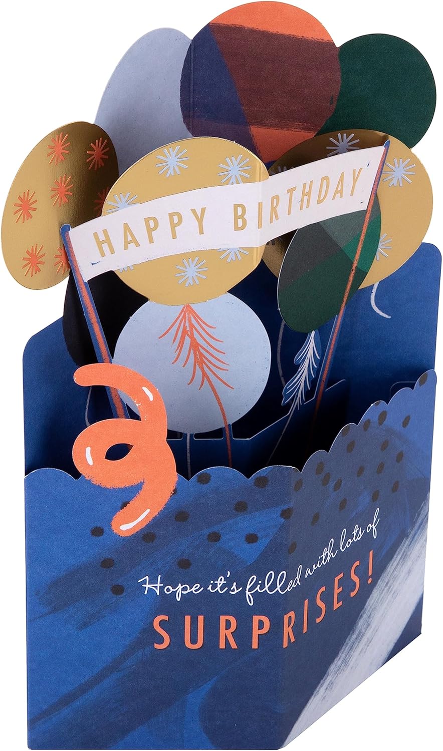 Hallmark Classic 3D Pop-Up Balloons Birthday Card featuring colorful balloon design and festive greeting for special occasions.