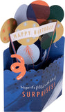 Hallmark Classic 3D Pop-Up Balloons Birthday Card featuring colorful balloon design and festive greeting for special occasions.