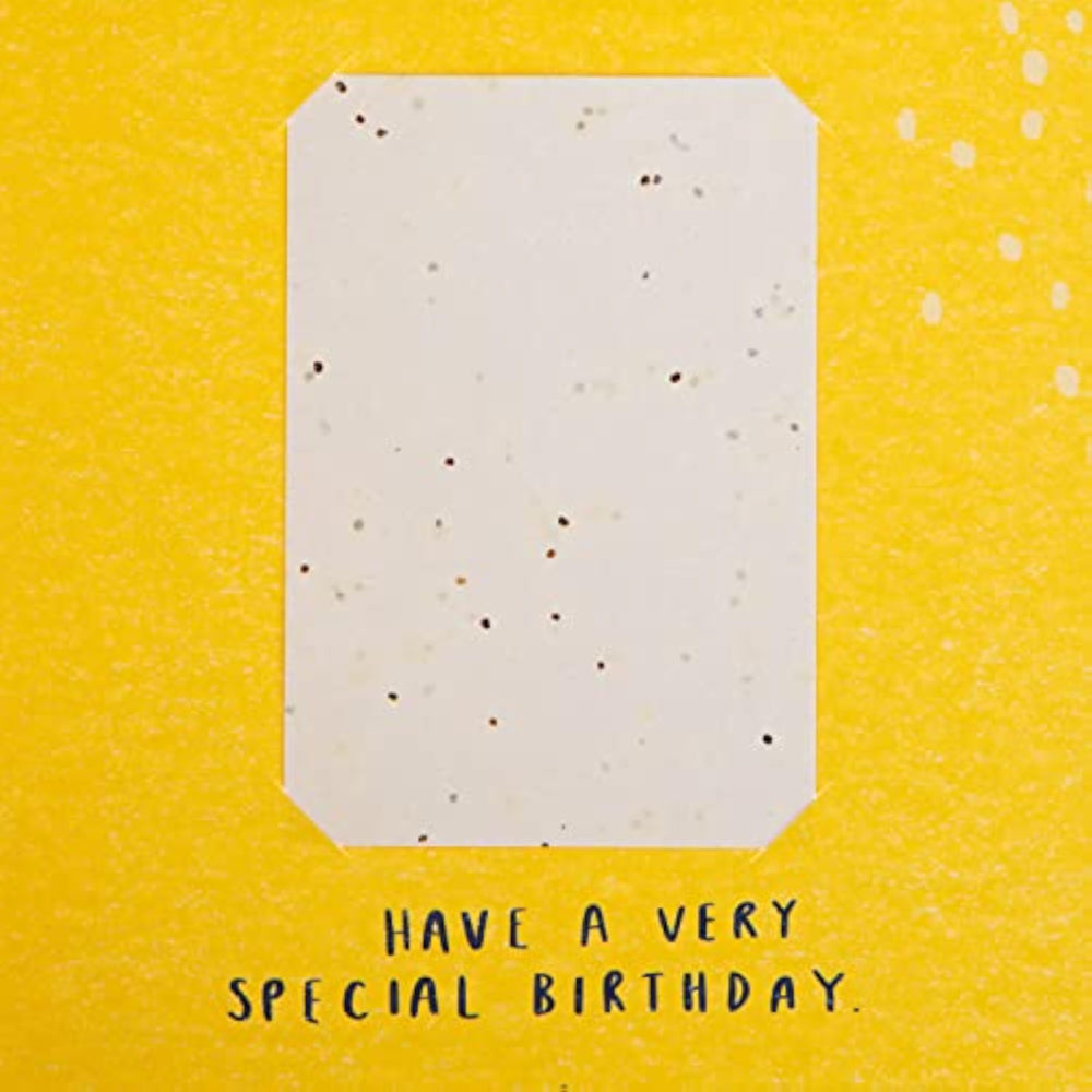 Hallmark contemporary floral greeting card with seeded paper insert for birthdays, featuring colorful floral design and elegant details.