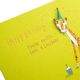 Hallmark contemporary illustrated cheetah design birthday greeting card with colorful artwork and playful animal illustration.