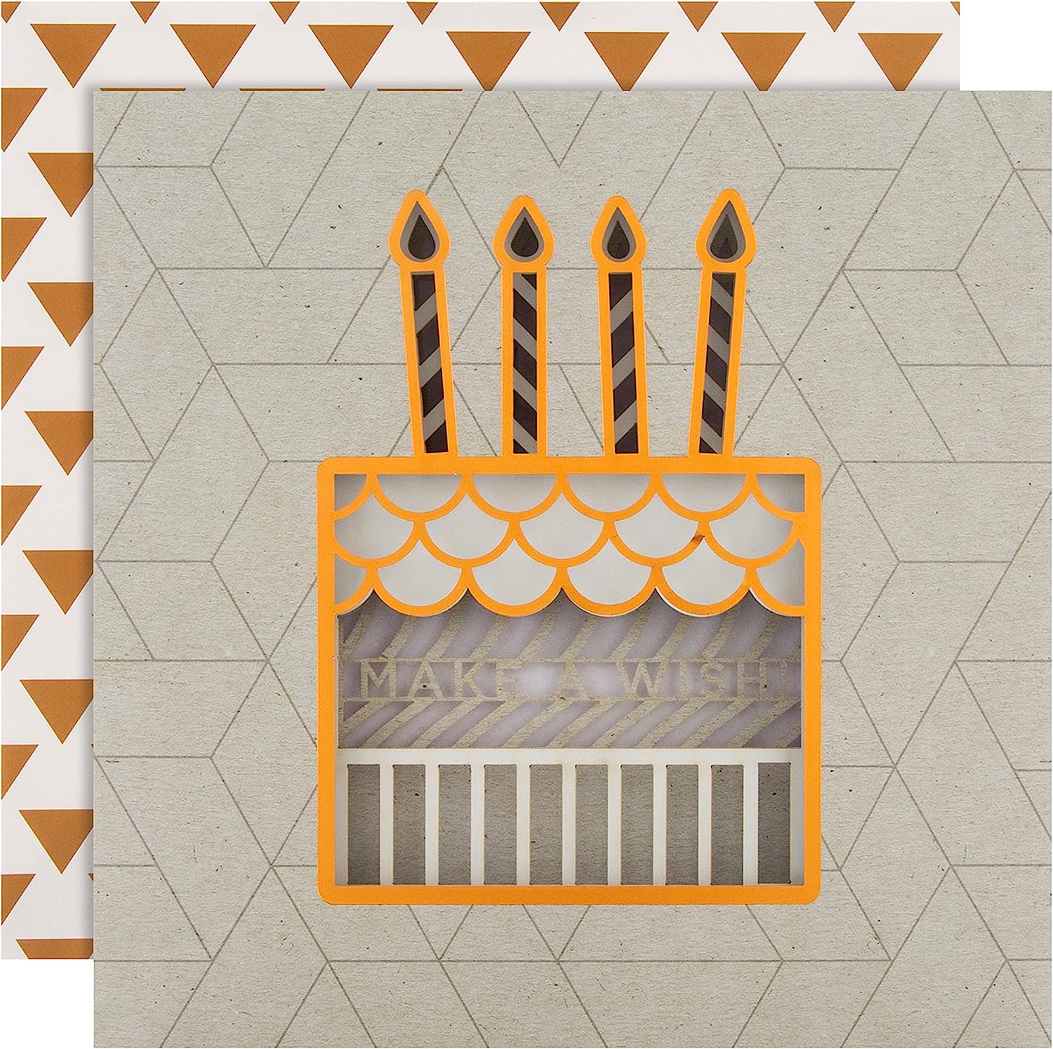Hallmark contemporary layered laser cut birthday card featuring intricate designs and vibrant colors for celebration greetings.