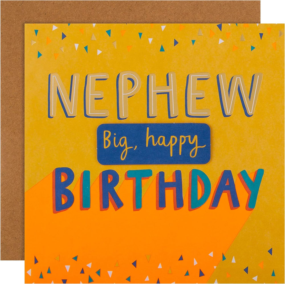 Hallmark contemporary nephew birthday card with colorful design and cheerful message for celebrating a special occasion