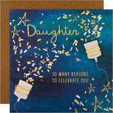 Hallmark contemporary birthday greeting card for daughter with festive celebration design and vibrant colors.
