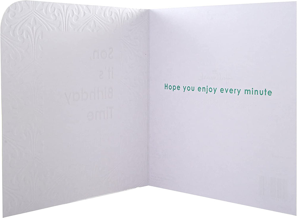 Hallmark contemporary patterned birthday card with Braille text for son, featuring colorful design and embossed details.