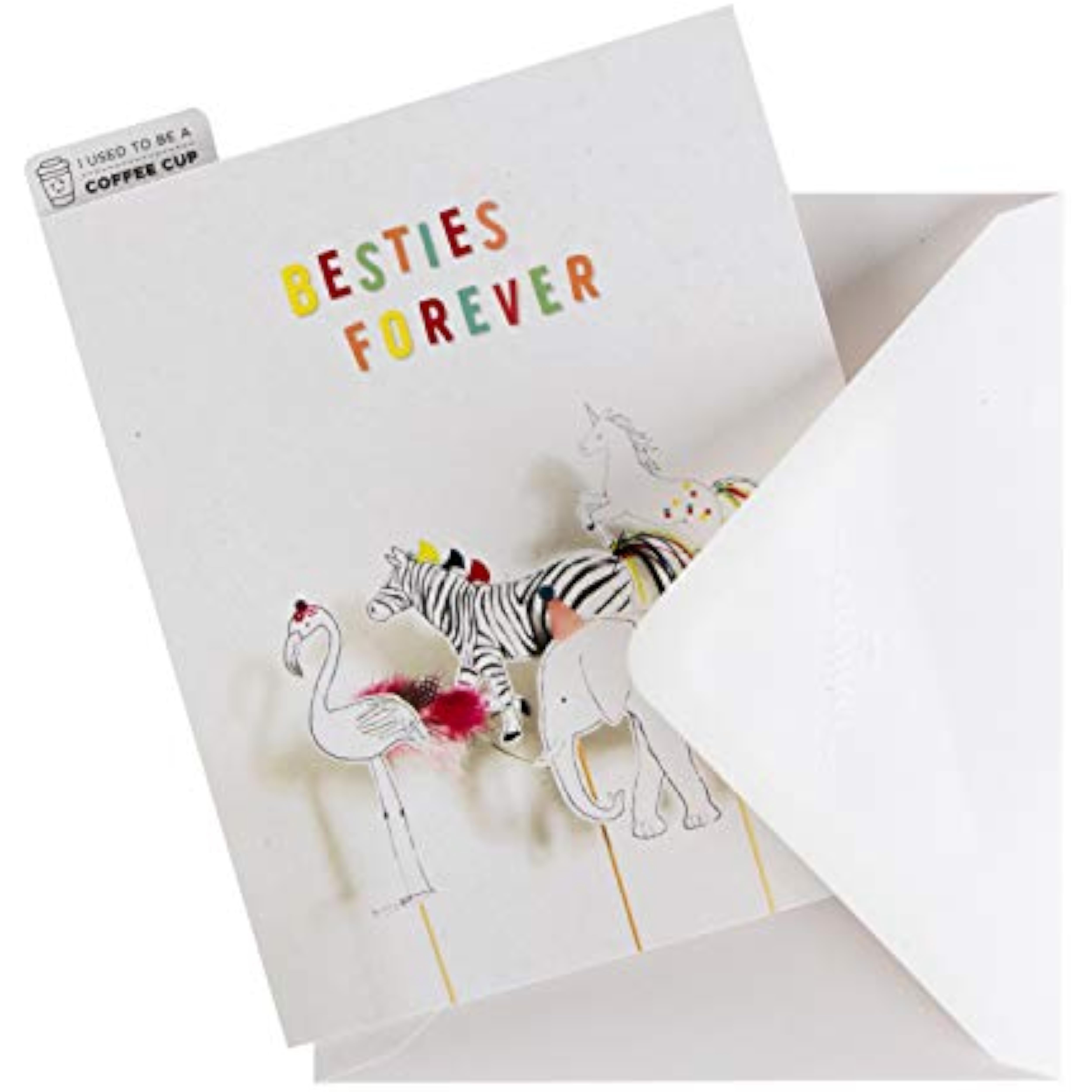 Hallmark Croppers Cup Cycled Greeting Card for Friend with photographic animal puppets design featuring colorful animal images.