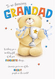 Hallmark cute teddy bear birthday card for grandad featuring a trophy and stars design, with colorful illustrations and cheerful details.
