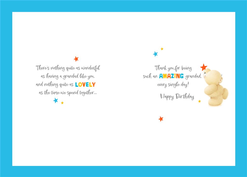 Hallmark cute teddy bear birthday card for grandad featuring trophy and star design, with colorful illustrations and cheerful message