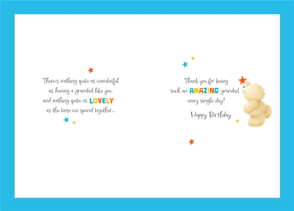 Hallmark cute teddy bear birthday card for grandad featuring trophy and star design, with colorful illustrations and cheerful message