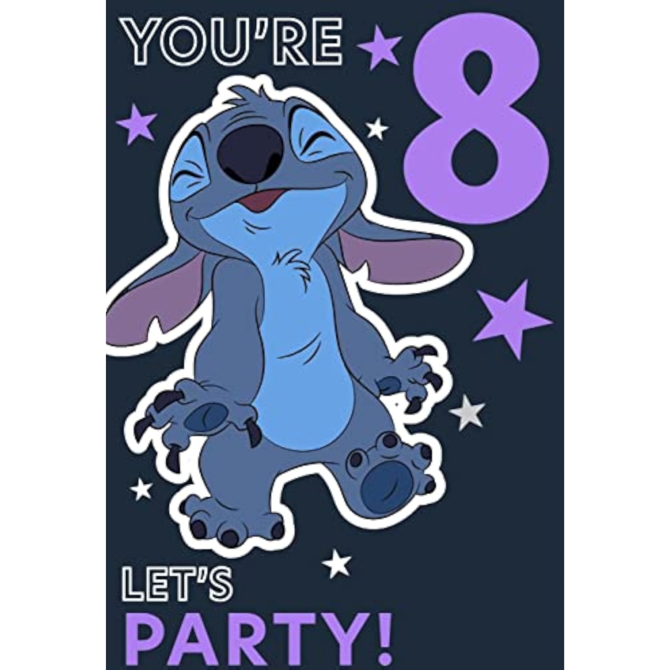 Hallmark Disney Lilo & Stitch 8th birthday greeting card featuring colorful character illustration on high-quality cardstock.