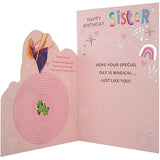 Hallmark Disney Princesses birthday greeting card featuring colorful princess illustrations on a festive background.