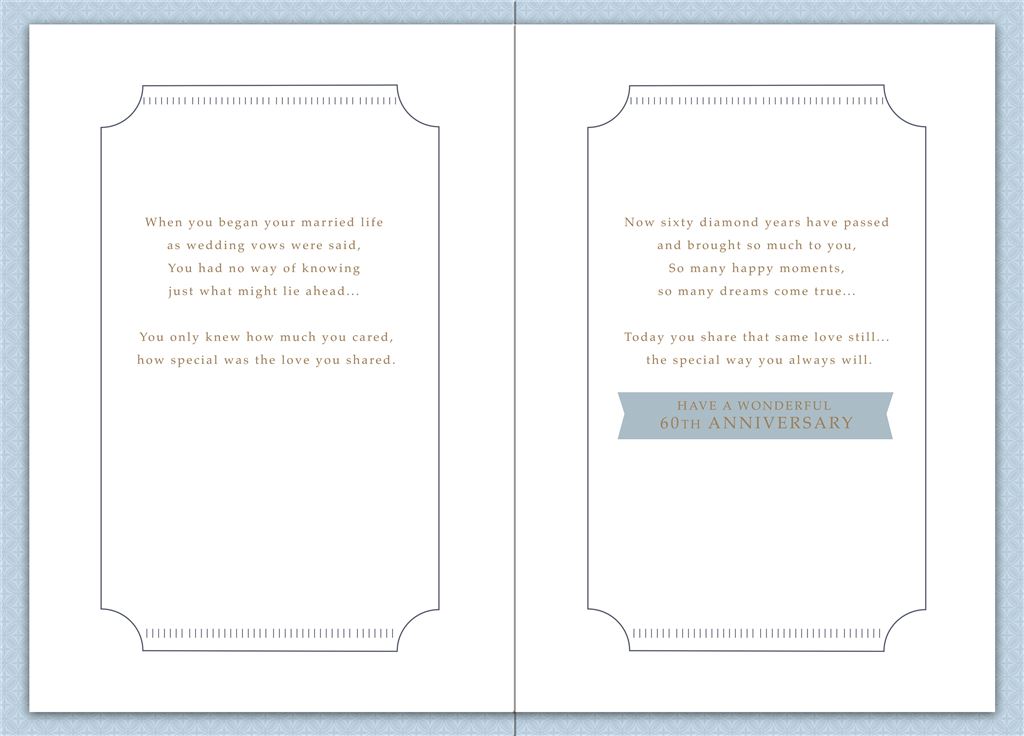 Hallmark Elegant 60th Diamond Anniversary greeting card with gold accents and floral design for celebrating 60 years together