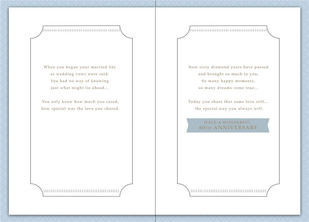 Hallmark Elegant 60th Diamond Anniversary greeting card with gold accents and floral design for celebrating 60 years together