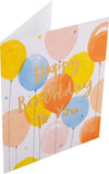 Hallmark embossed birthday greeting card with textured text design and colorful floral accents on a white background.