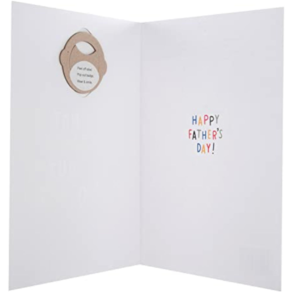 Hallmark Father's Day greeting card with badge attachment, featuring heartfelt message and decorative design for dad.