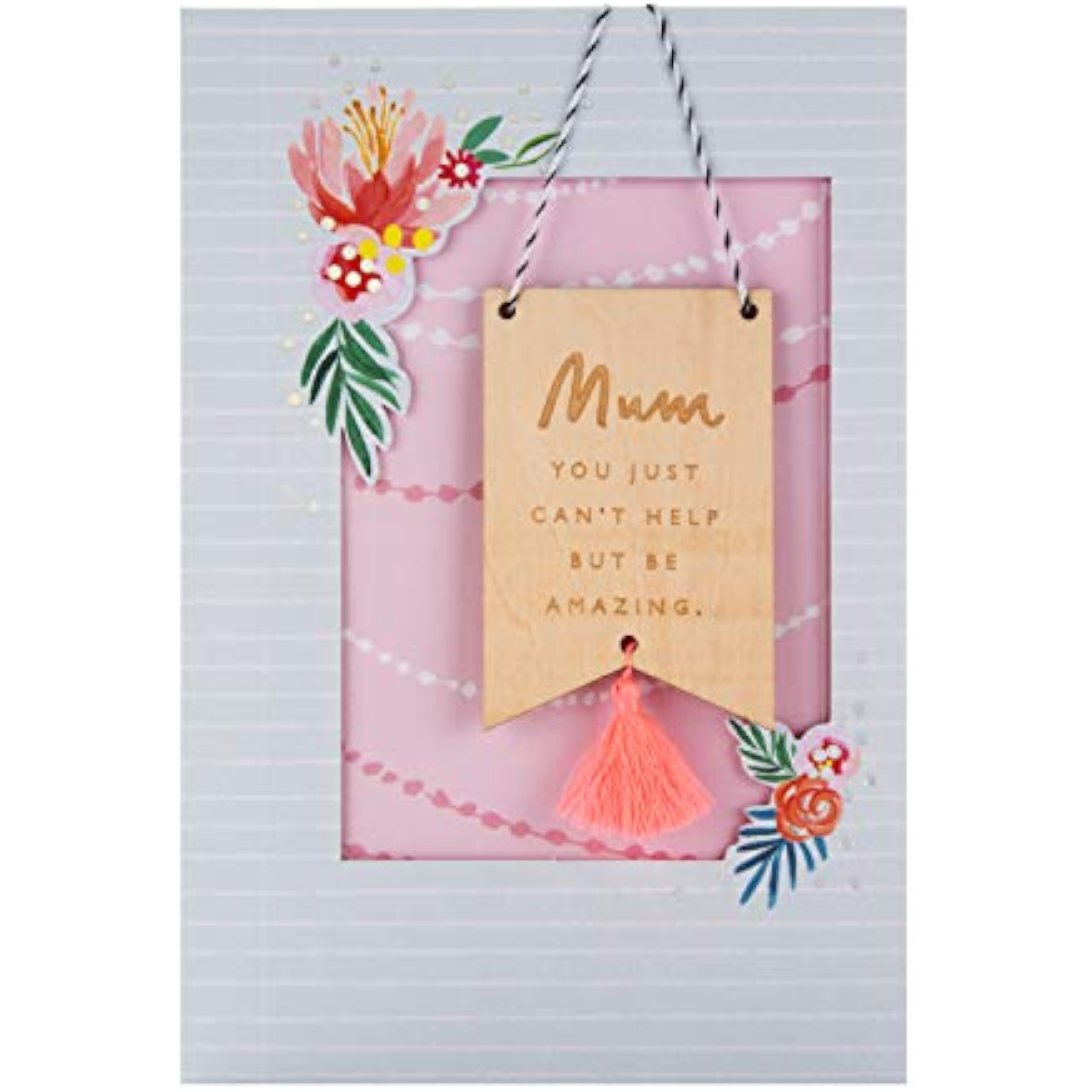 Hallmark For Mum wooden keepsake Mother’s Day card with heartfelt message and decorative design, perfect for celebrating moms.