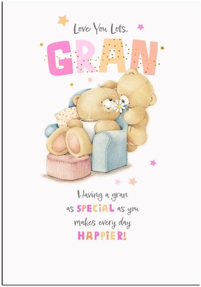 Hallmark Forever Friends Mother's Day card with warm, heartfelt greeting for grandma, featuring colorful floral design and friendly message.