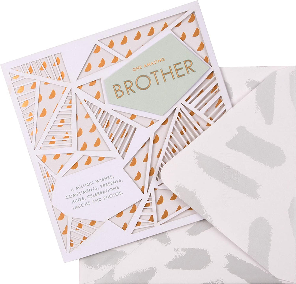 Hallmark geometric laser-cut design birthday greeting card with intricate patterns and vibrant colors.