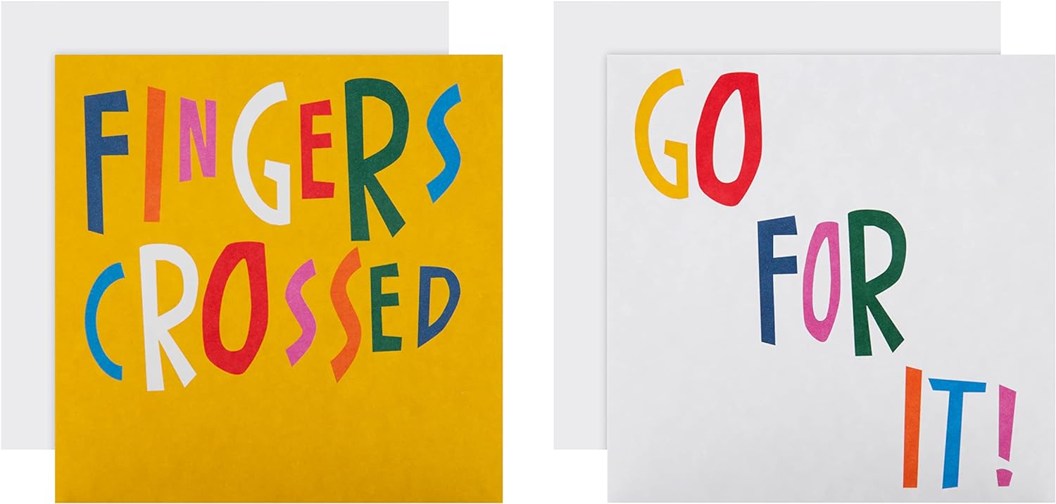 Hallmark Good Luck greeting card pack with 10 cards in two bright, colorful designs for special occasions and well wishes.