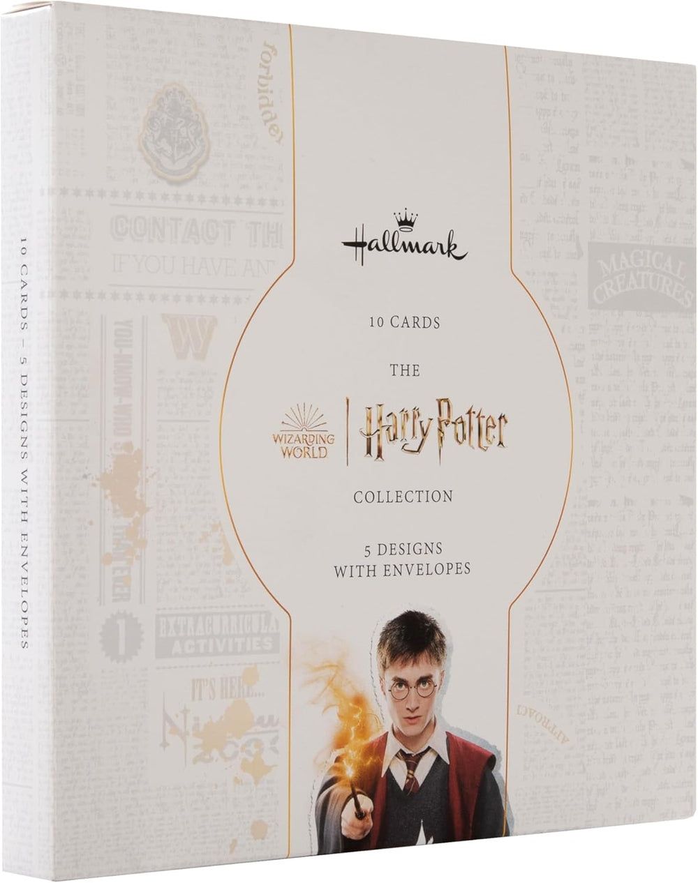 Set of five Hallmark Harry Potter birthday greeting cards featuring magical designs and wizarding themes.