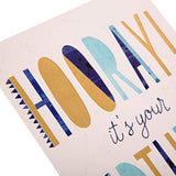 Hallmark Hooray It's Your Birthday greeting card with colorful festive design and cheerful message inside.