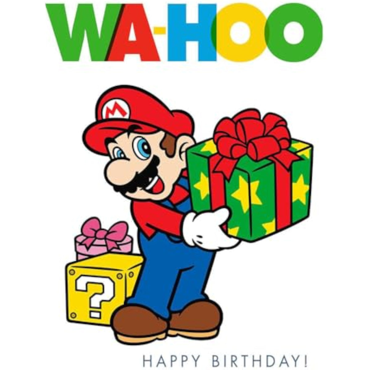 Hallmark Mario birthday greetings card featuring colorful Mario character and festive design, perfect for celebrating birthdays.