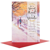 Hallmark medium Christmas greeting card featuring "Warm Wish" message for Aunt and Uncle with festive holiday design.