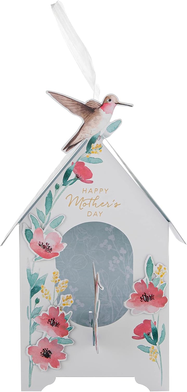 Hallmark Modern 3D Birdhouse Mother’s Day Card with stylish pop-up birdhouse design and floral accents, greeting card for special occasions