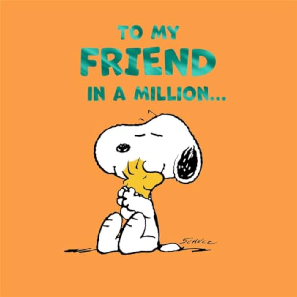 Hallmark Peanuts Snoopy Friend birthday greeting card with colorful Snoopy illustration and cheerful birthday message.
