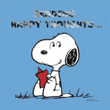 Hallmark Peanuts Snoopy Sending Happy Thoughts birthday greeting card with Snoopy and cheerful design for celebrations