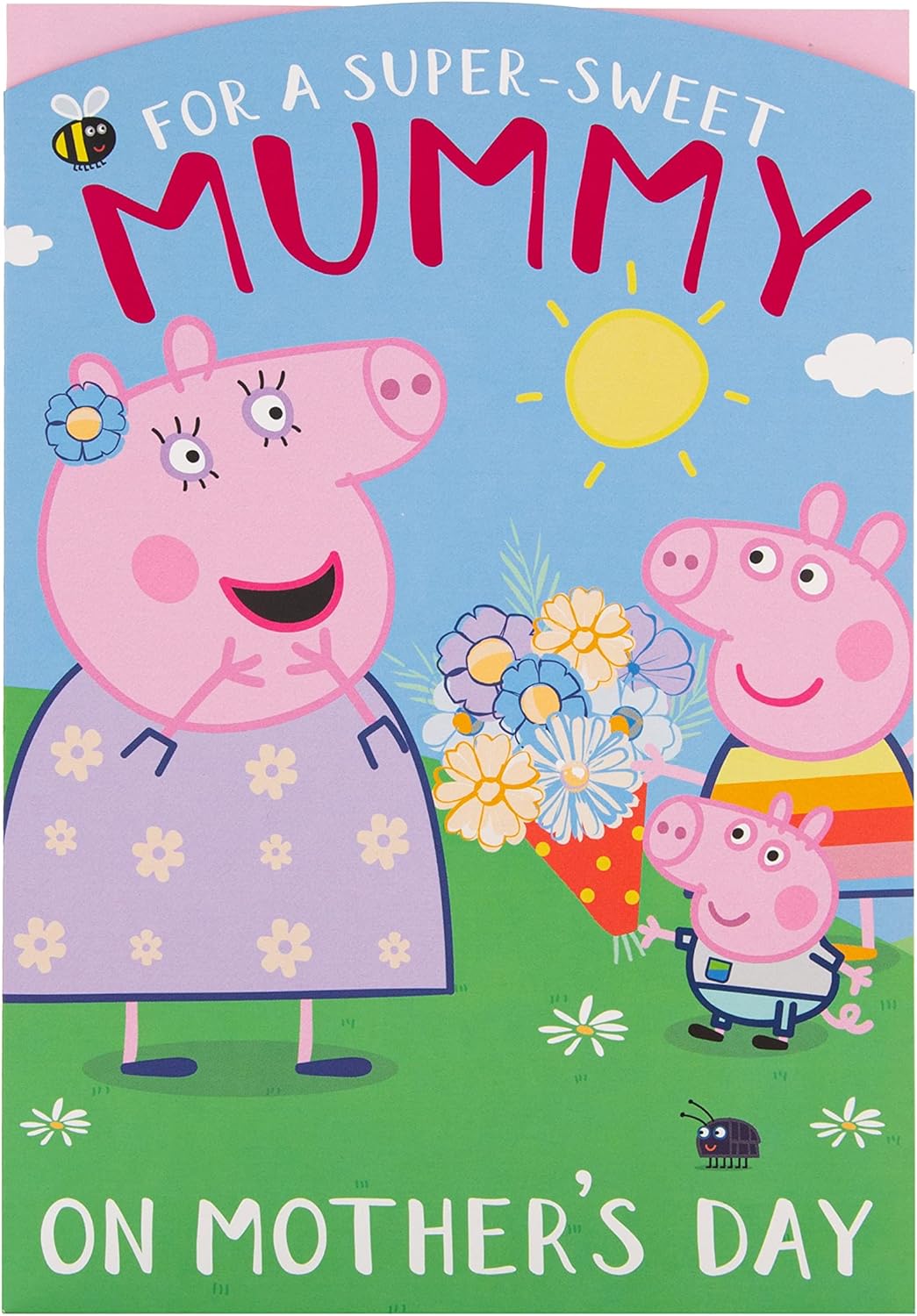 Hallmark Peppa Pig Super Sweet Mummy Mother’s Day card with colorful cartoon Peppa Pig and playful design for a fun greeting