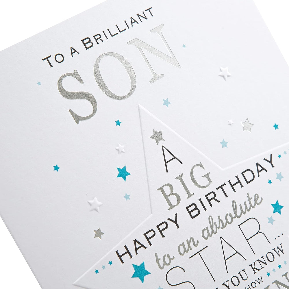 Hallmark Star Son birthday greeting card featuring a colorful star design and heartfelt message inside.