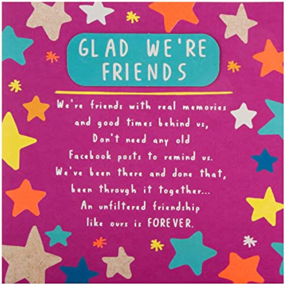Hallmark greeting card featuring star and heart design with heartfelt verse for a friend's birthday celebration.