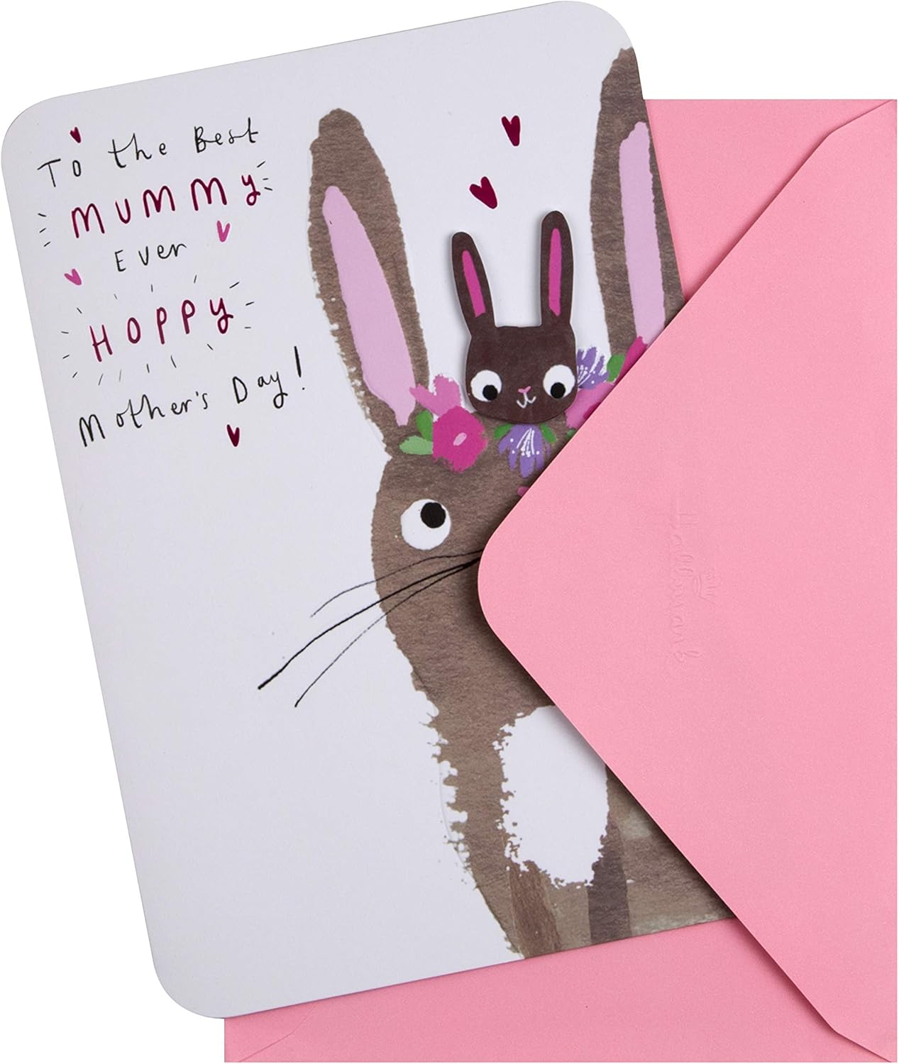 Hallmark "To the Best Mummy Ever" Hoppy Mother’s Day card featuring a cute bunny design and colorful floral accents.
